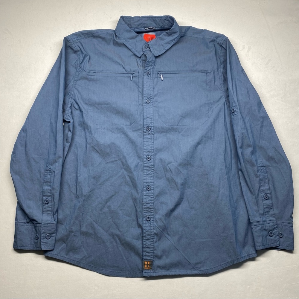 Reel Legends Vented Fishing Blue Long Sleeve Men’s Size Large.